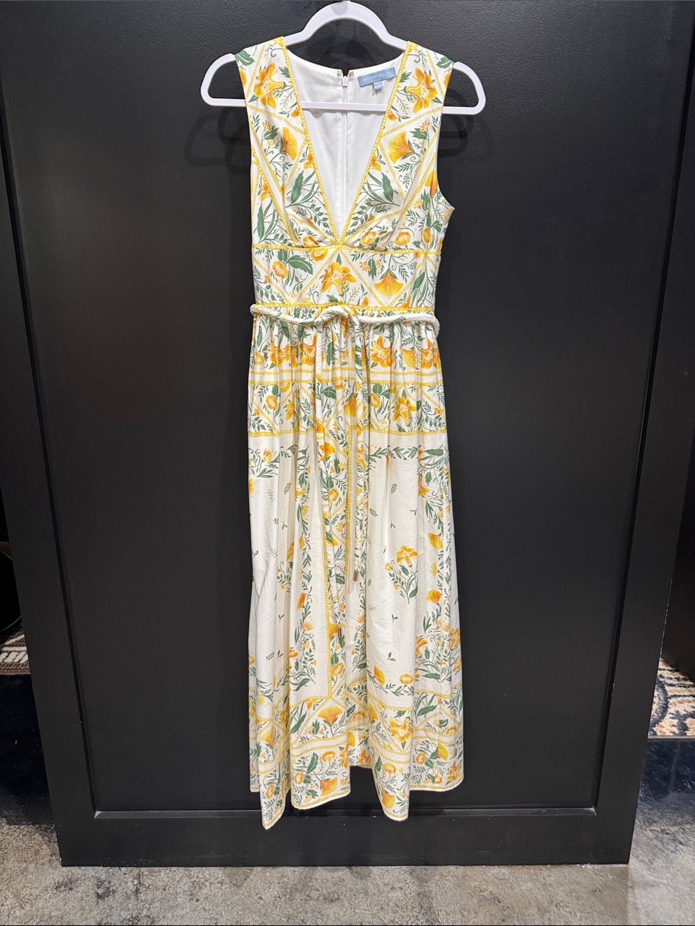 ANTONIO MELANI Cream Maxi Dress with Yellow Floral Print